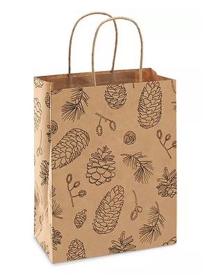 PINE CONES Paper Shopping Bag 8 x 4.5" x 10.25" *NEW